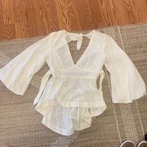 Free people white puffy sleeve top